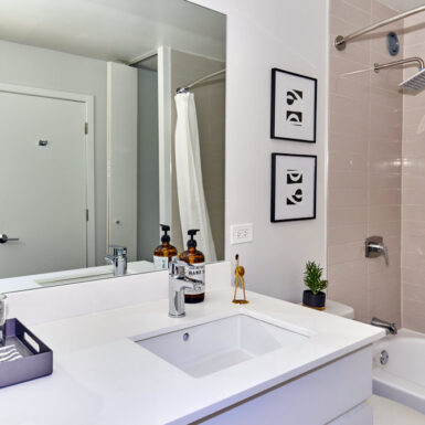 K Square Apartments bathroom upgrades Chicago Old Town