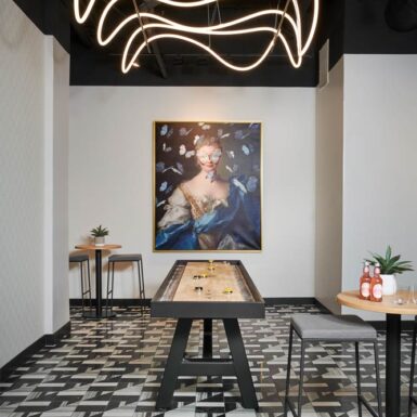 The Archer modern traditional shuffleboard interior design chiago