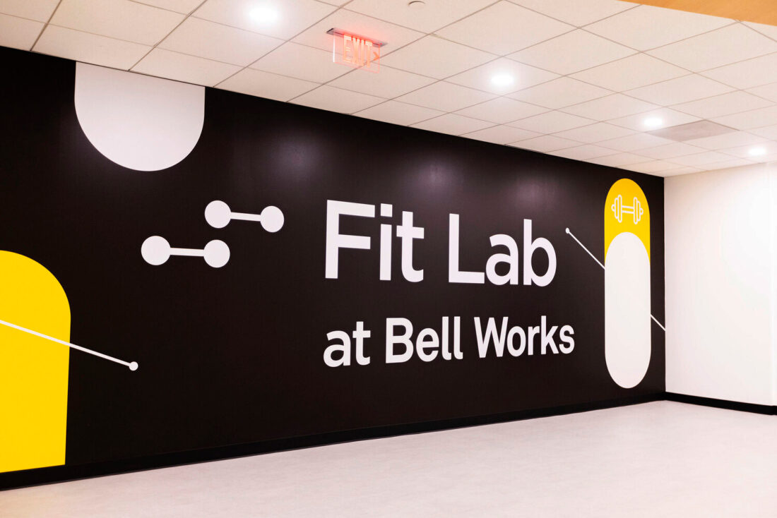 Fit Lab at Bell Works Fitness Center Gym Wall Graphics design-build